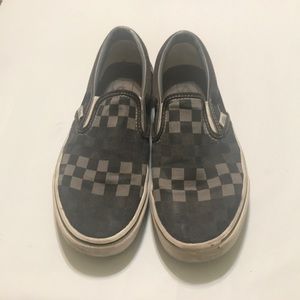 Pair of vans black and gray checkered slip bonds